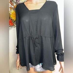 The Limited Black Long Sleeve Blouse Drawstring Waist Size M